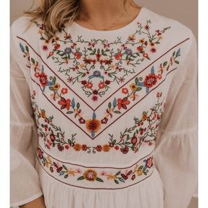 Embroidered Roolee Dress White Floral Sundress